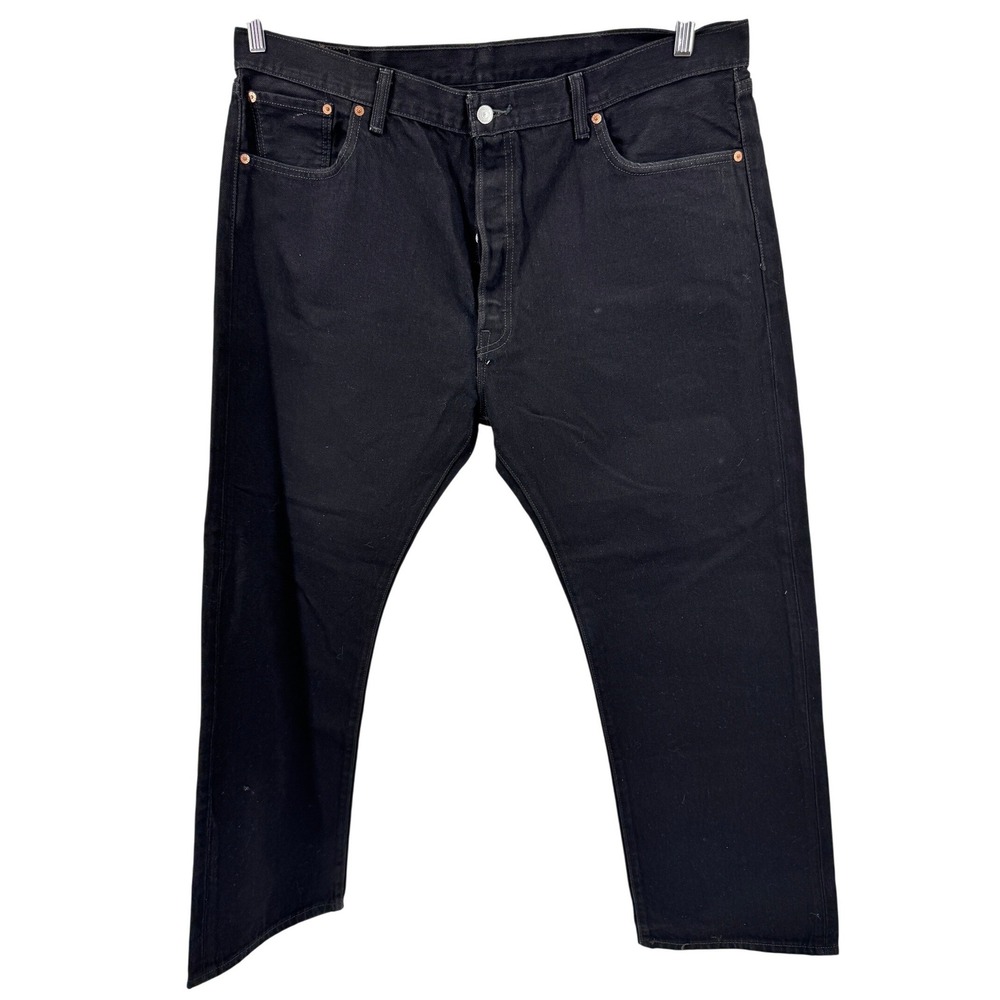 Levi's 501xx Straight Fit Mens 42x30 Black Denim Jeans Button Fly Classic 42x32